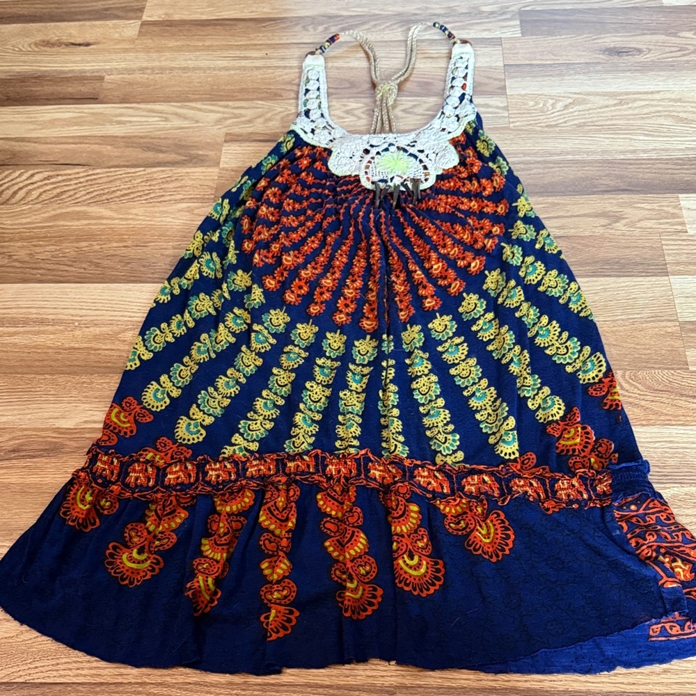 Free People Blue and Orange Tunic